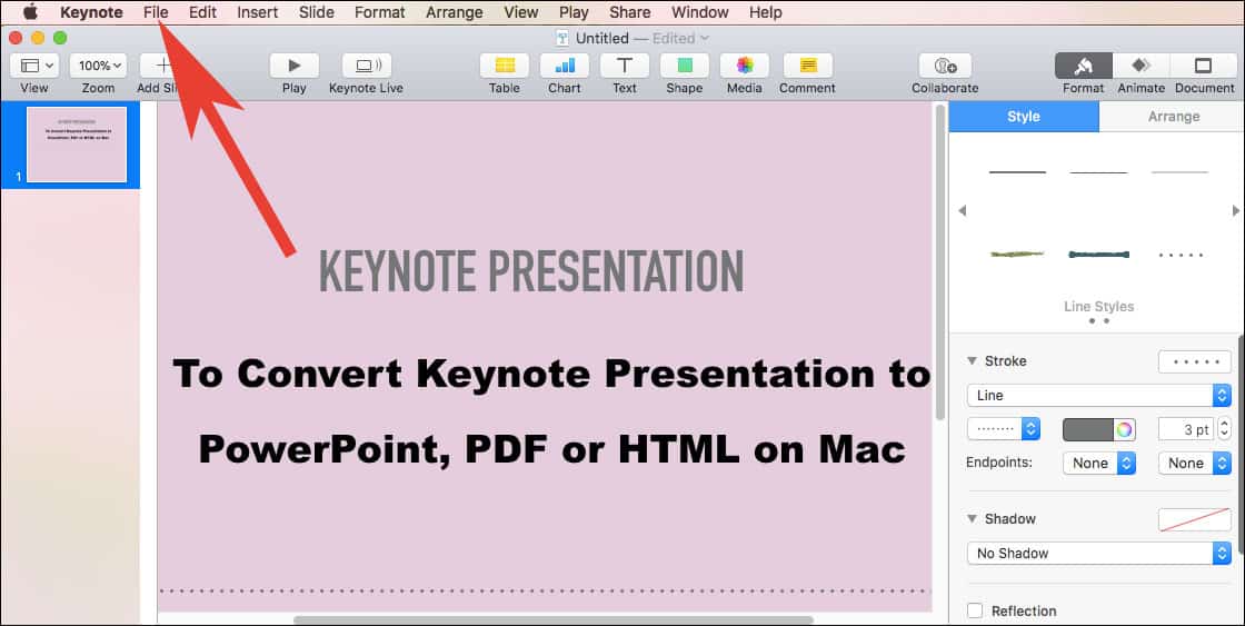 why cant i see file menu on powerpoint for mac